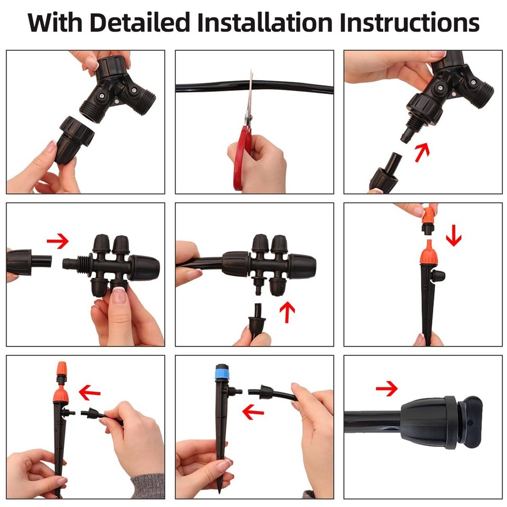 Drip Irrigation System with Water Timer Quick-Connect Automatic Irrigation Ki...
