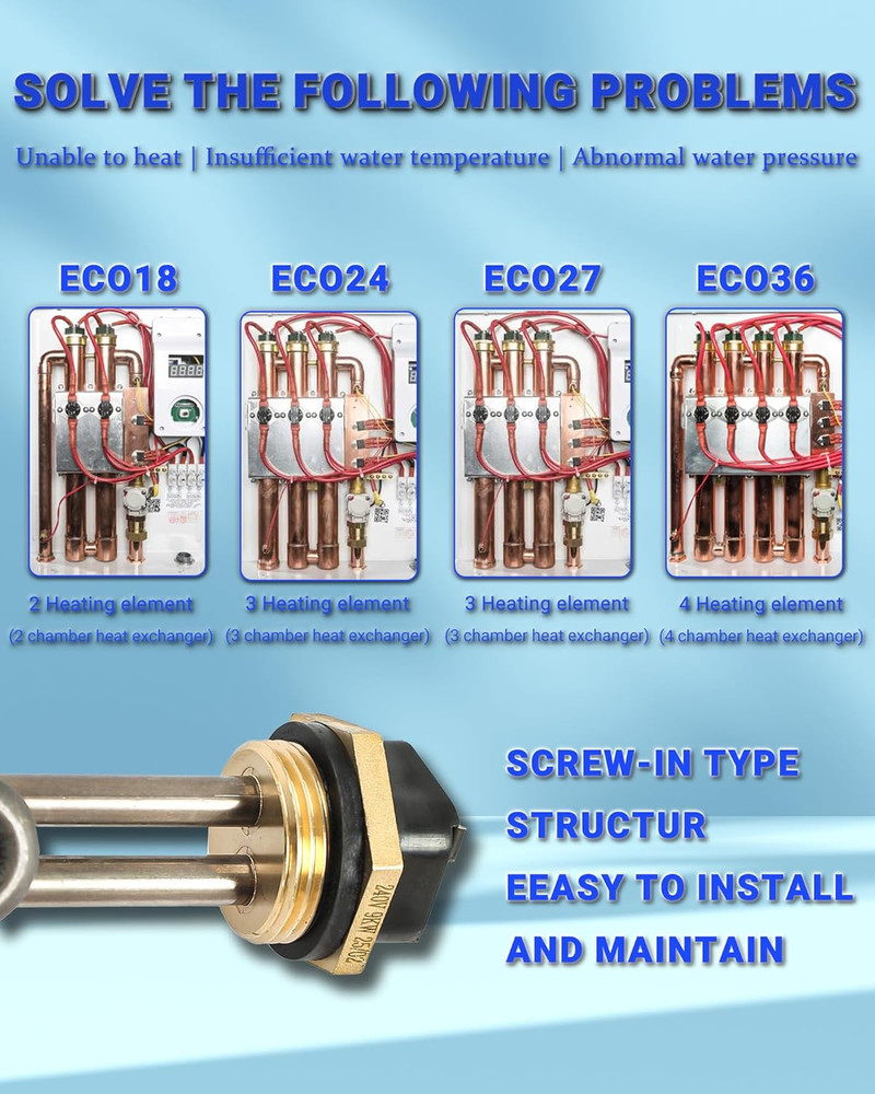 Titanium HE 90240 Heating Element, 3PCS 9KW 240V Screw-In Replacement for Ecosma