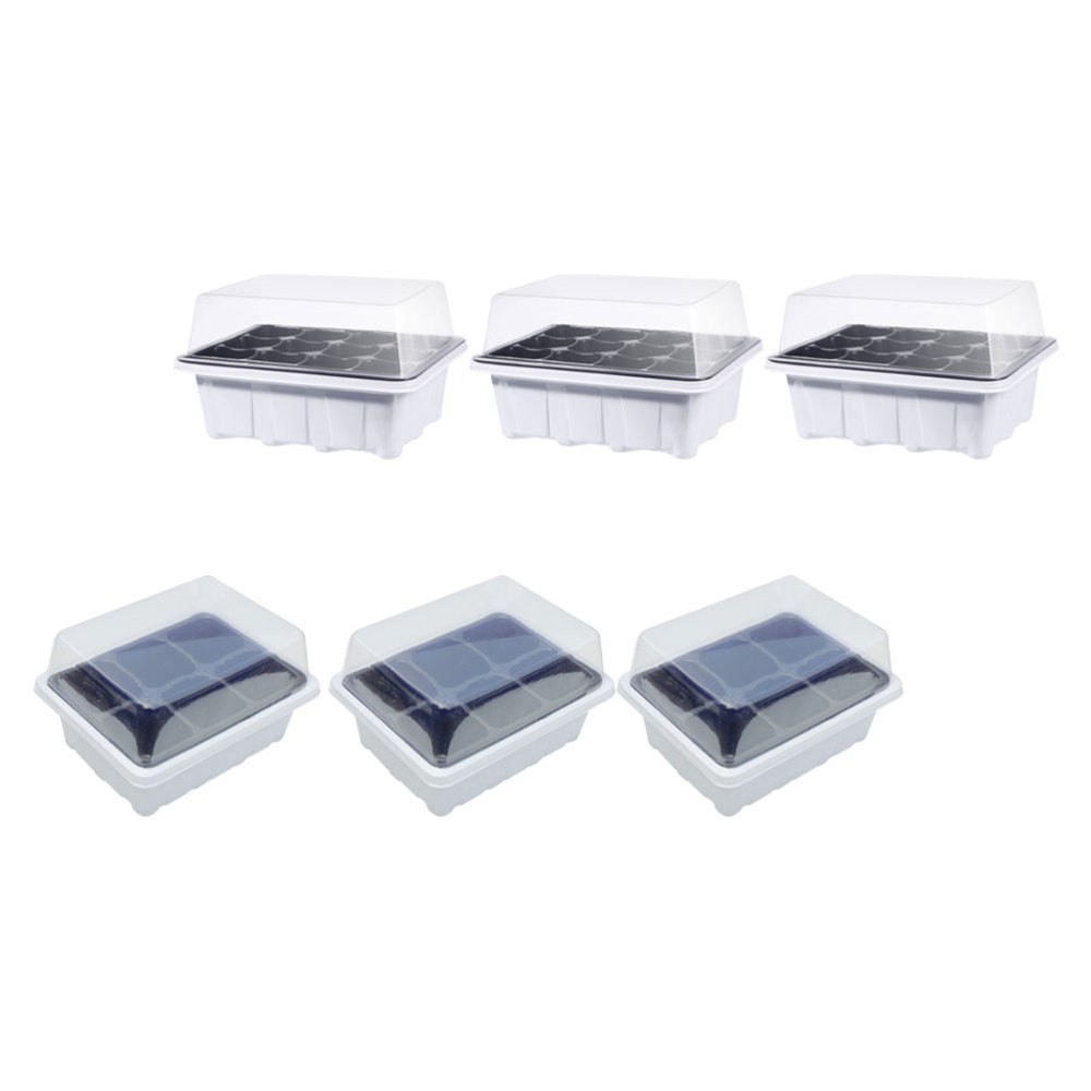 6 Pcs Plastic Plant Starter Trays Boxes for Vegetable Germination Gardening
