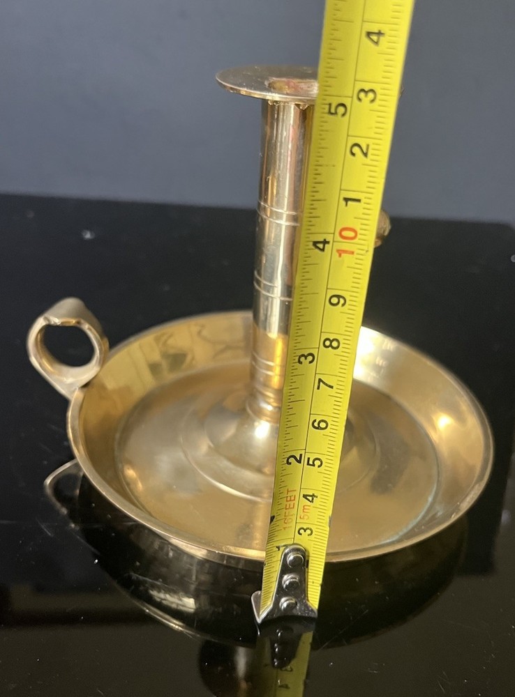 Vintage 5" Brass Taper Chamberstick Candle Holder Adjustable Push-Up Set two