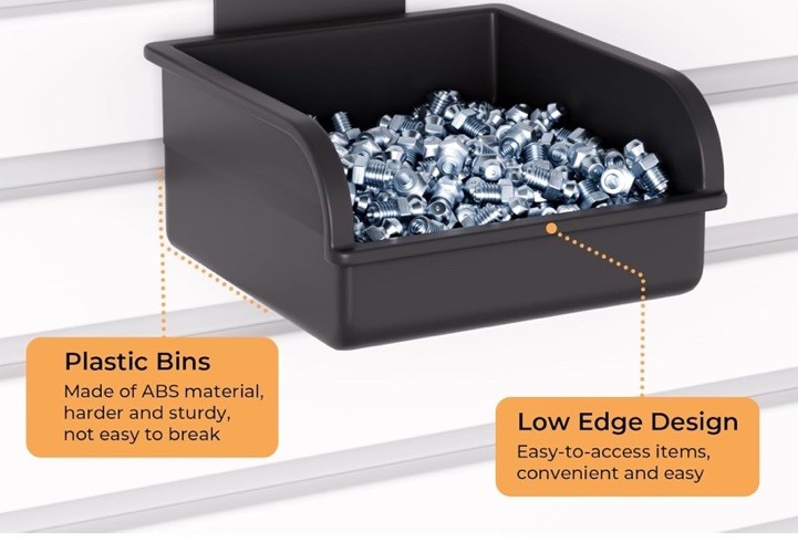 12 Pack Slatwall Bins WITHOUT Hooks Plastic Slatwall Organizer