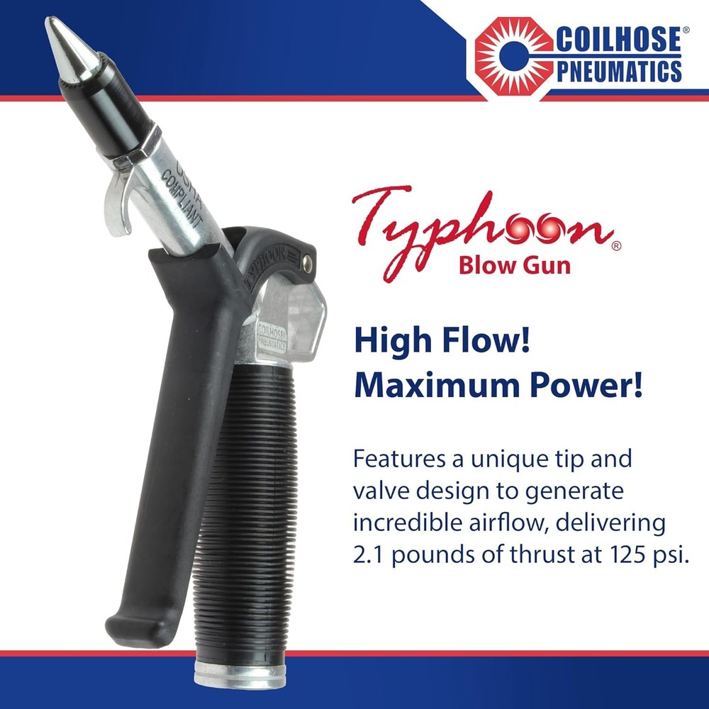 34 CFM Typhoon Hand Powered Blow Gun with Variable Flow for Controlled Blowing
