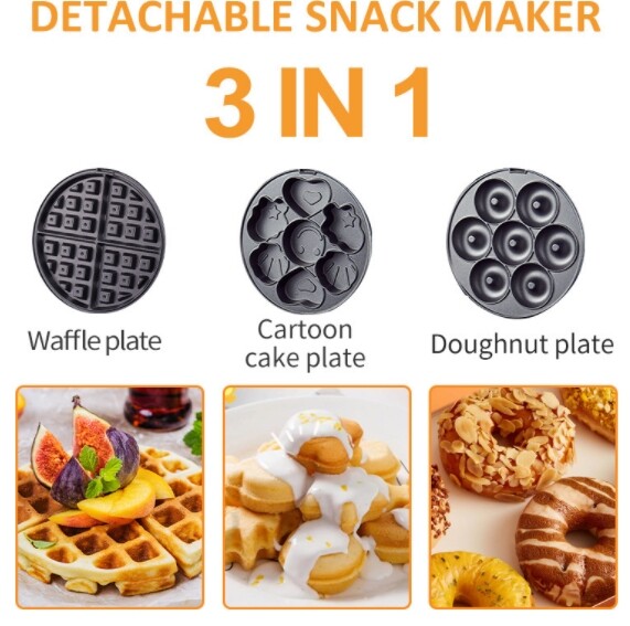 Three in one breakfast sandwich machine, donut machine, cartoon cake machine