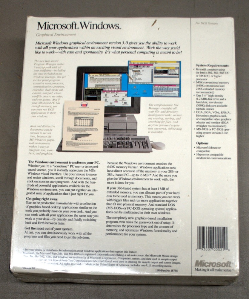 Microsoft WINDOWS 3.0 *NIB Unopened!*