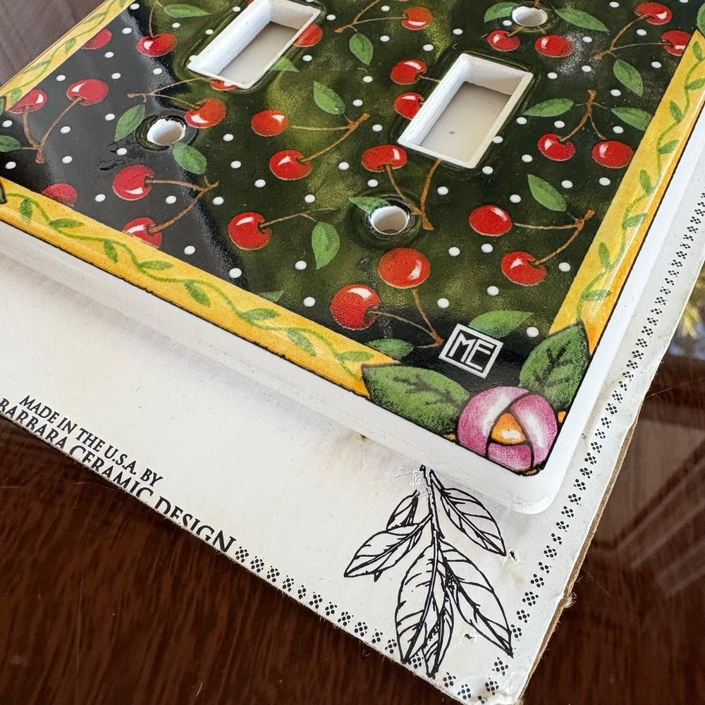 Vintage Cherry Double Switch Plates Santa Barbara Ceramic Design