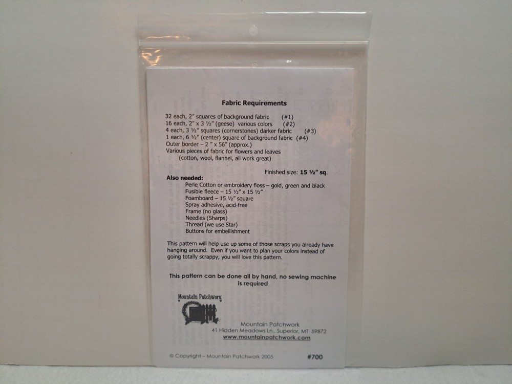 Mountain Patchwork Quilt Pattern - Autumn Migration (15.5") #700 - Uncut