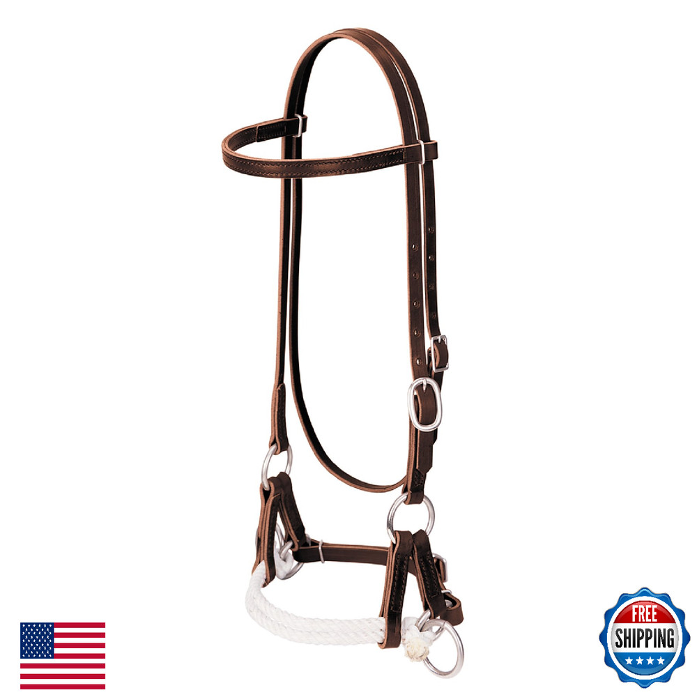 Weaver Leather Deluxe Latigo Side Pull, Double Rope, Burgundy, Average