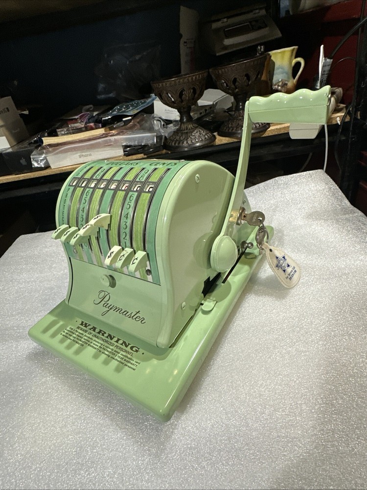 Paymaster x-2000 office check printer with stamper and key writer working
