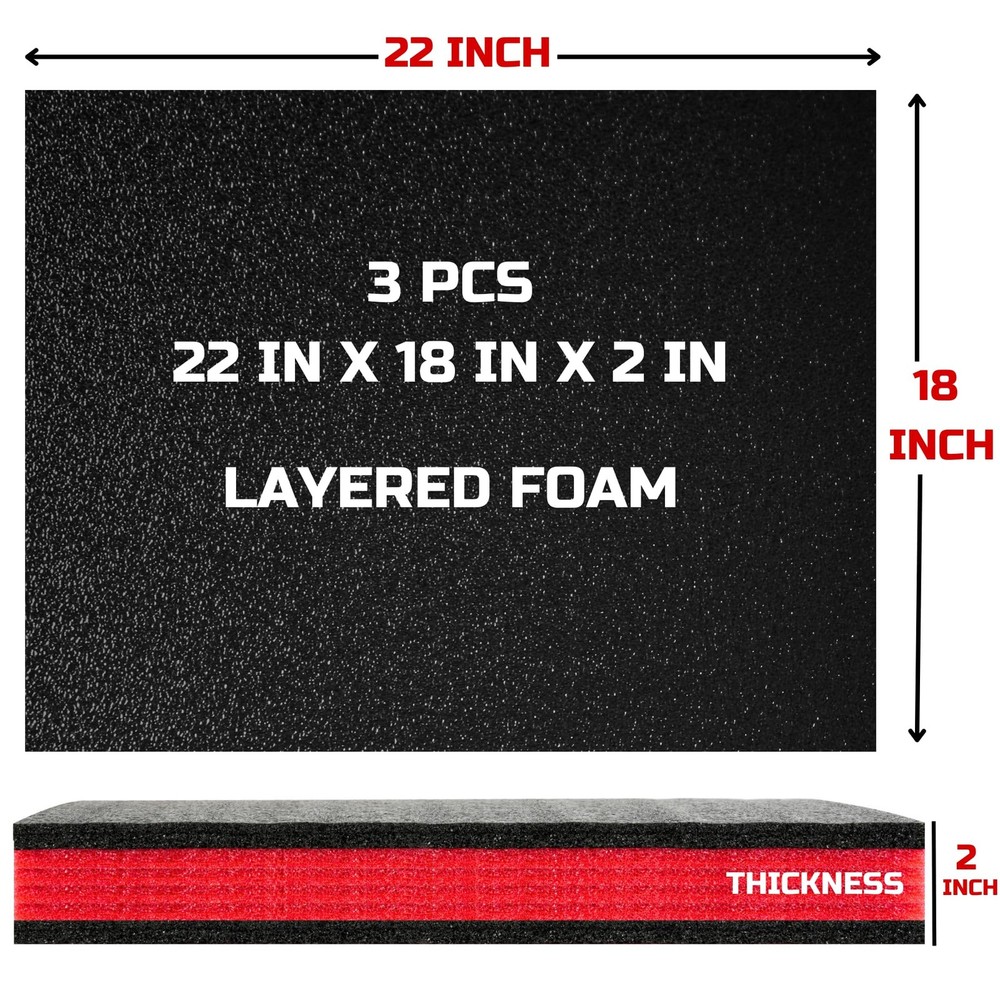 Tool Box Foam Inserts 3 Pack 22x18x2 inch | Customizable Case Organization
