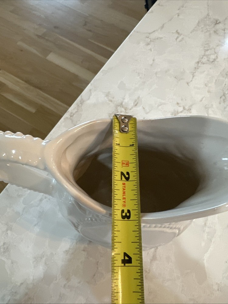 White Pitcher, Slim, Embossed Design