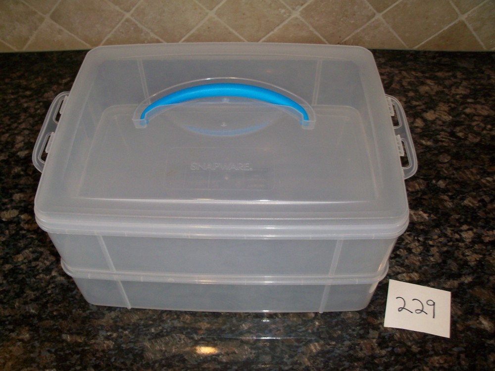 Snapware Snap 'N Stack Storage Organizer Rectangle Plastic Crafts Clear Blue