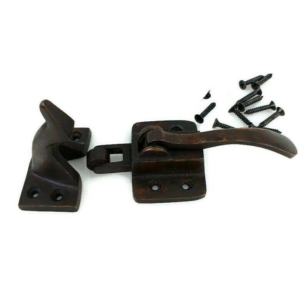 6 sets 1/2" offset Solid Brass Rare 5" Ice Box Catch Lever old style kitchen