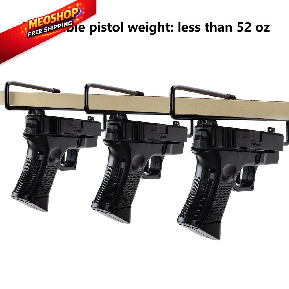 Adoreal 4 PCS Pistol Rack for Safe Shelf or Stack On consistent size, Black