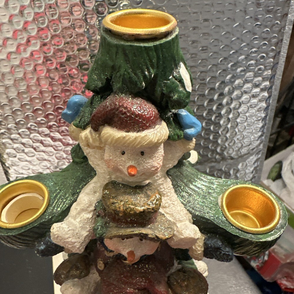 Christmas Tree Candle Holder With 4 Snowmen,