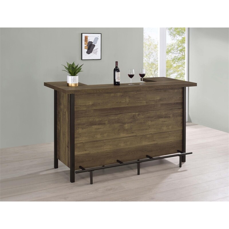 Coaster Bellemore Wood Rectangular Storage Bar Unit Rustic Oak