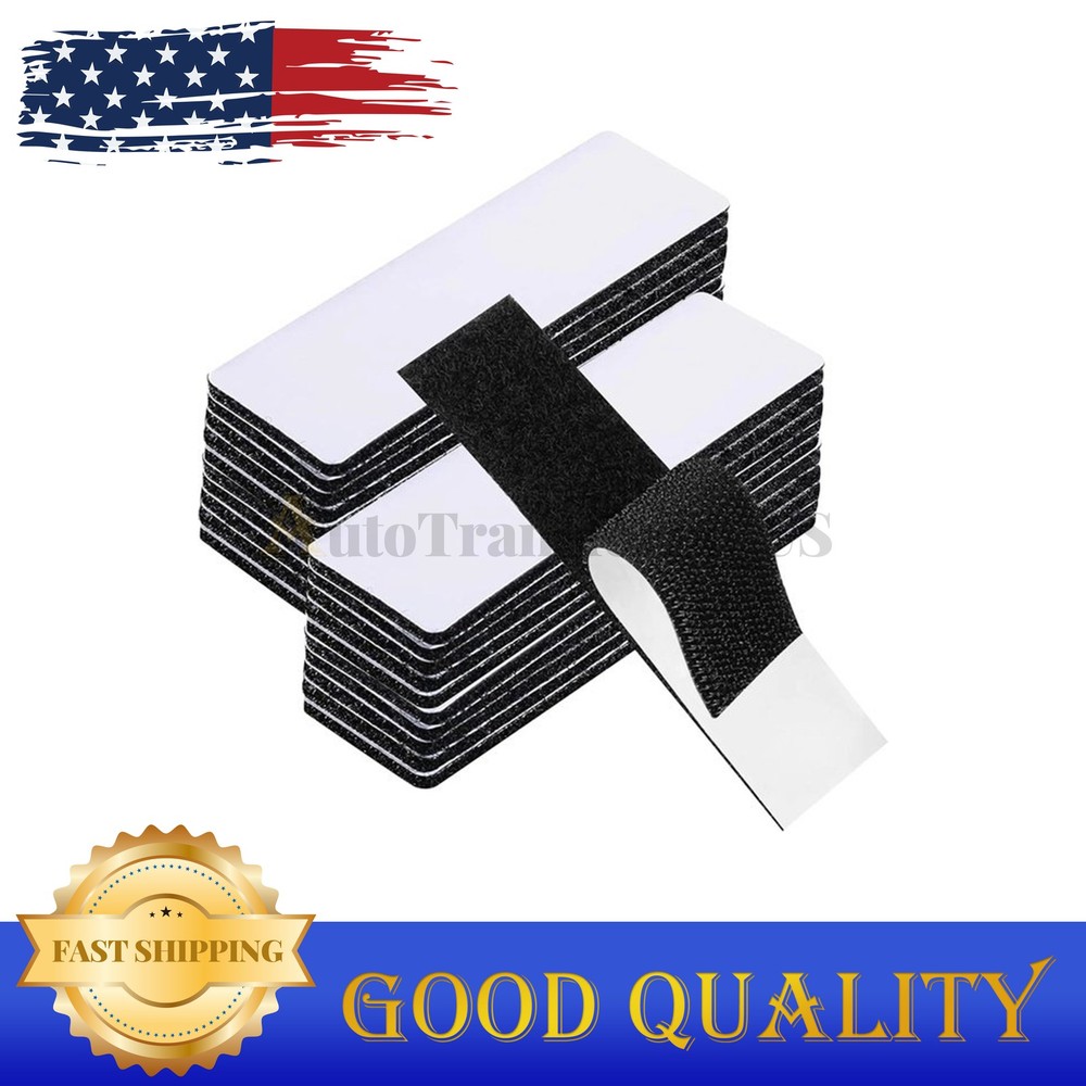 20 Sets Hook & Loop Heavy Duty Adhesive Strips Sticky Back Fastener Black 1x4"