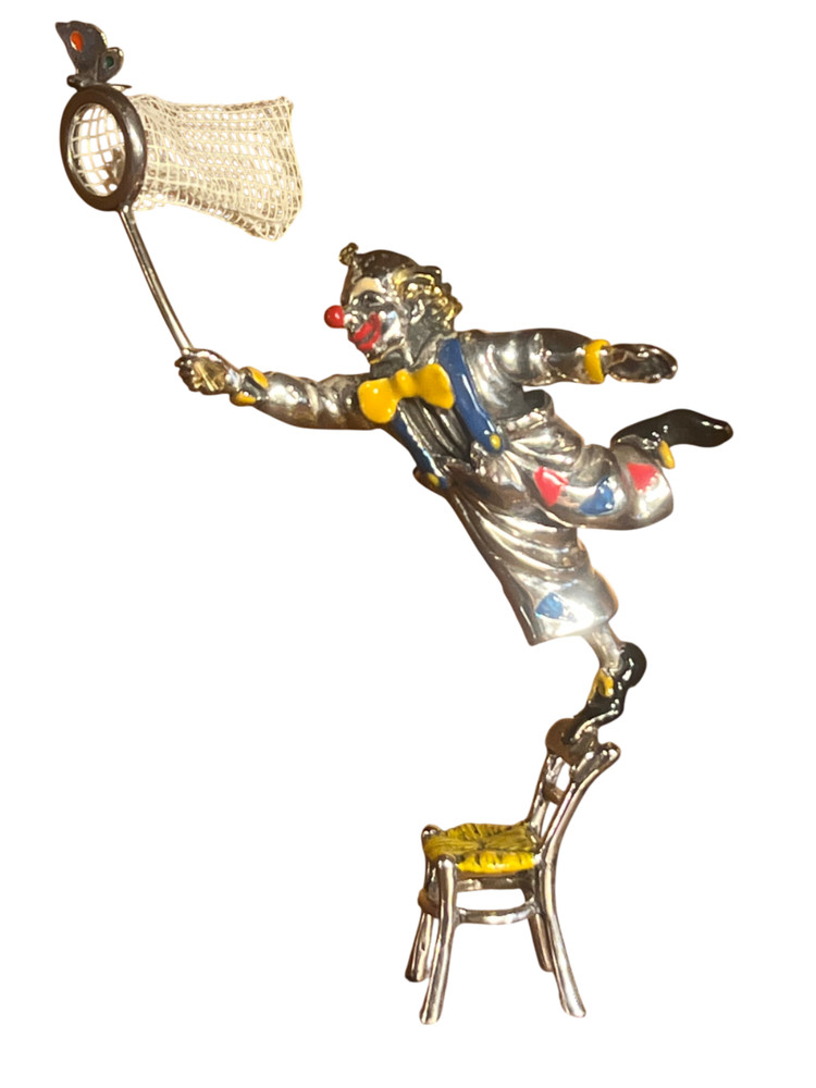 Pietro Arezzo Sorini Solid Silver & Enamel miniature Clown sculpture