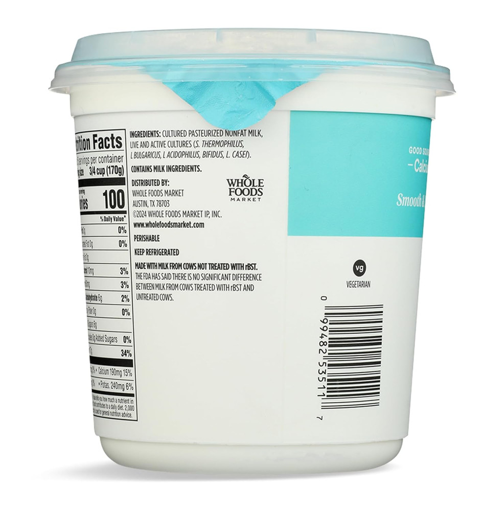 , Greek Yogurt, Plain Nonfat, 32 Ounce
