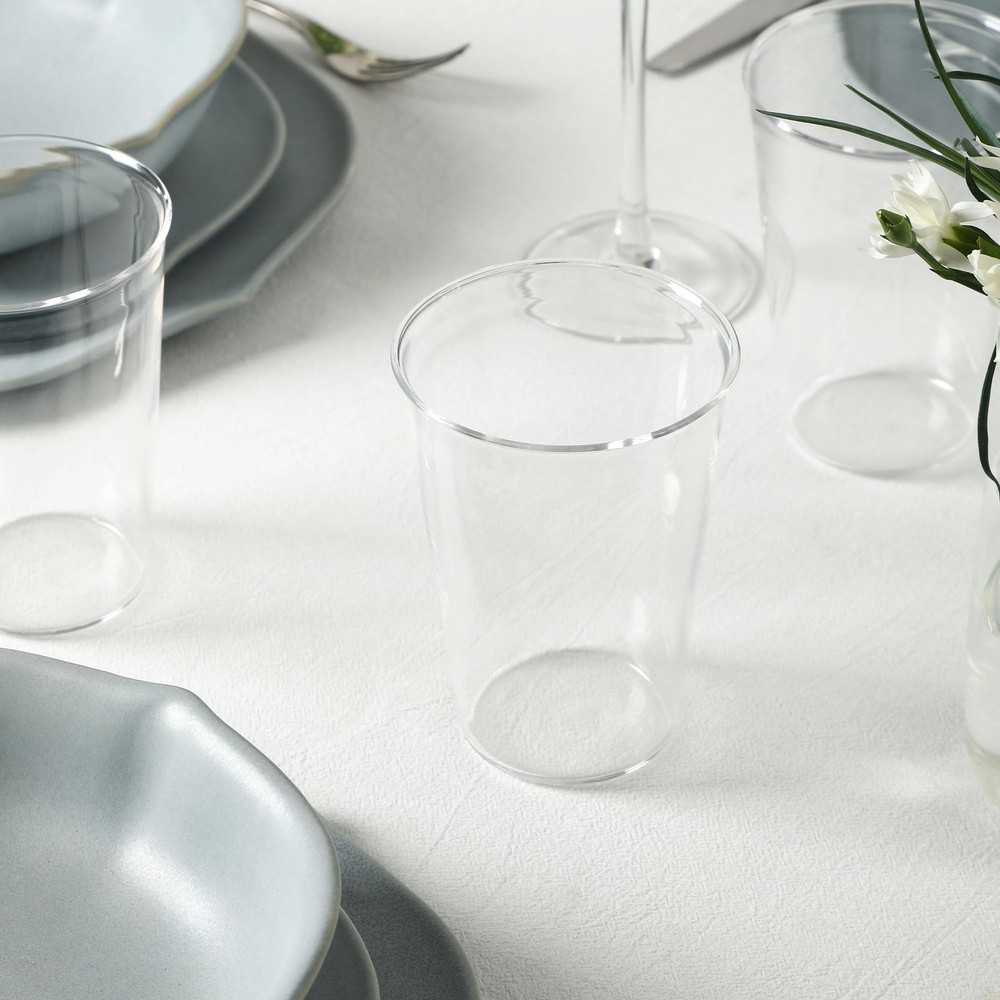 Baskerville 16-Piece Dinnerware Set Stoneware, Borosilicate Glass, Light Blue