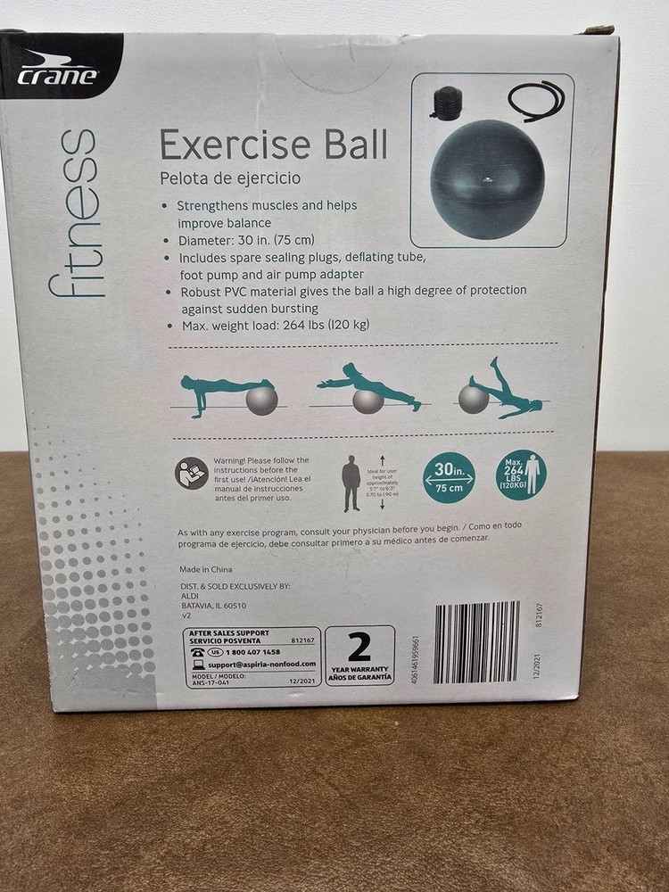 Crane 30" Exercise Ball With Foot Pump Green