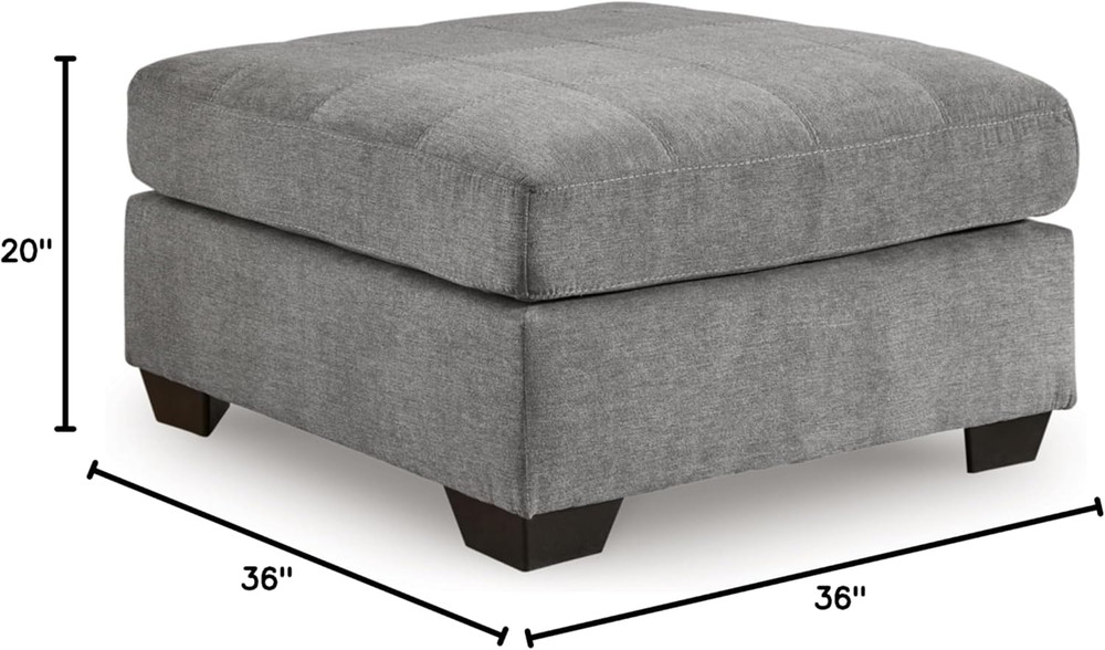 Oversized Light Gray Upholstered Square Accent Ottoman - Marleton Classic