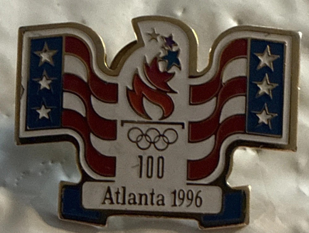 Atlanta 1996 Centennial Olympics Pinback Button Eagle Logo 1990s