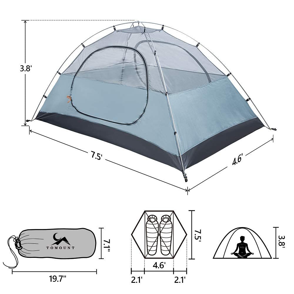 2-Person Waterproof Backpacking Tent Lightweight Double Layer for Camping