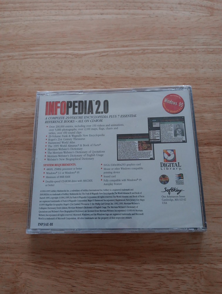 Infopedia 2.0 Windows 3.1 / Windows 95 Encyclopedia on PC CDROM Vintage Software