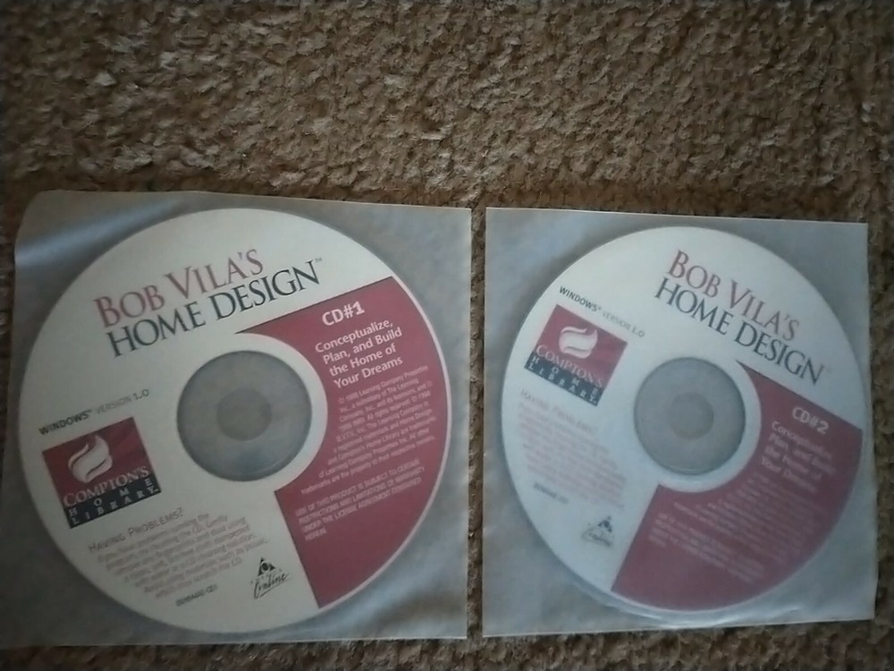 Bob Vila's Home Design - Windows Version 1.0 (PC, 1998, Compton's, 2-Disc Set)