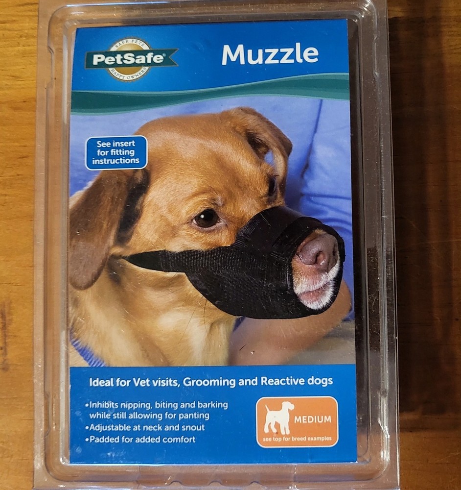 Petsafe Muzzle -Medium Breeds Black Padded for Comfort & Adjustable! MUZ-M-BLK