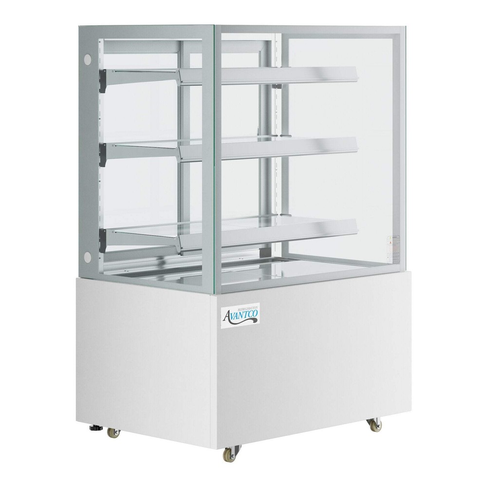 735 3/8" Square Glass White Refrigerated Bakery Display Case