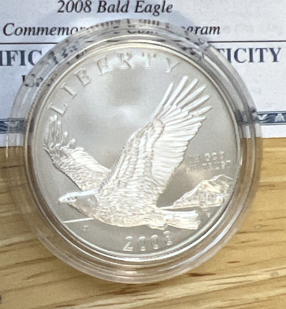 2008 Bald Eagle Commemorative Silver Dollar UNC, BU- OGP & COA