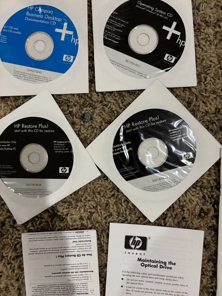 hp software restore Cd kit for DC7100 DX6100 computers