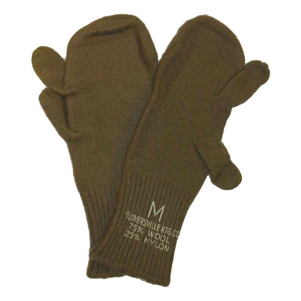 USGI Trigger Finger Mitten Inserts,OD, Genuine Issue, Wool Nylon Blend, 3 Pack