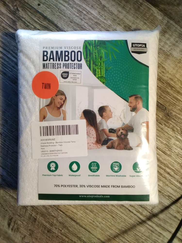Utopia Bamboo Mattress Protector -Twin Bamboo Viscose Terry