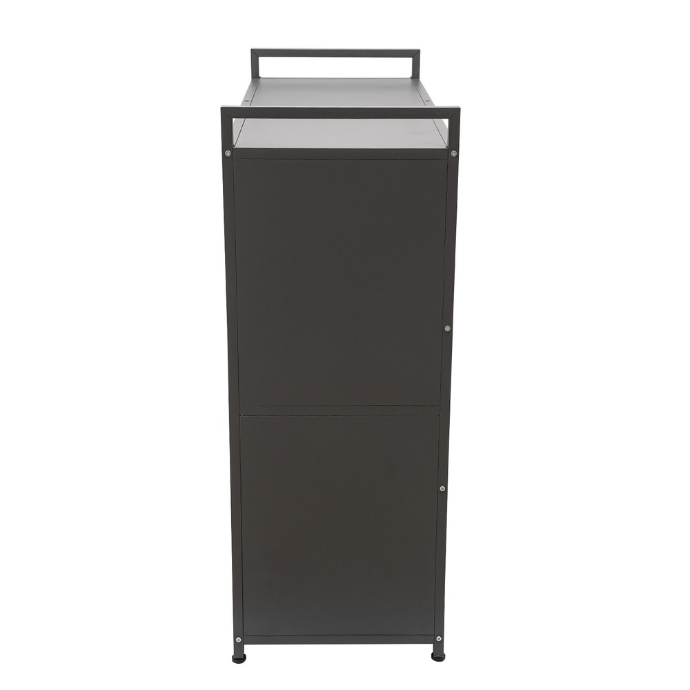 Modern Rattan Accent Storage Buffet Cabinet with 2 Doors 4 Shelf, Console Bar US
