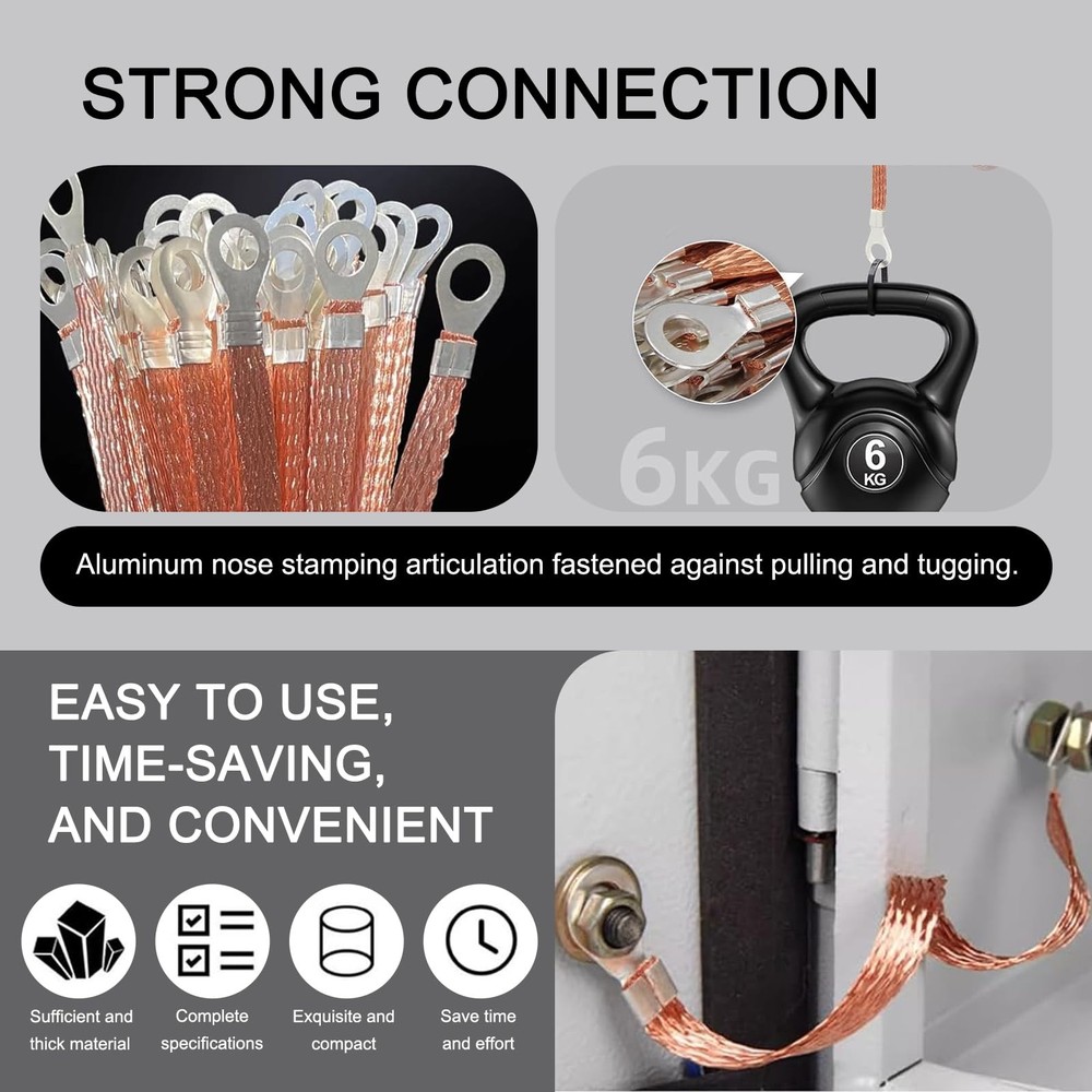 Flygun 5 PCS Car Engine Ground Strap Replacement with Holes, Durable Brown