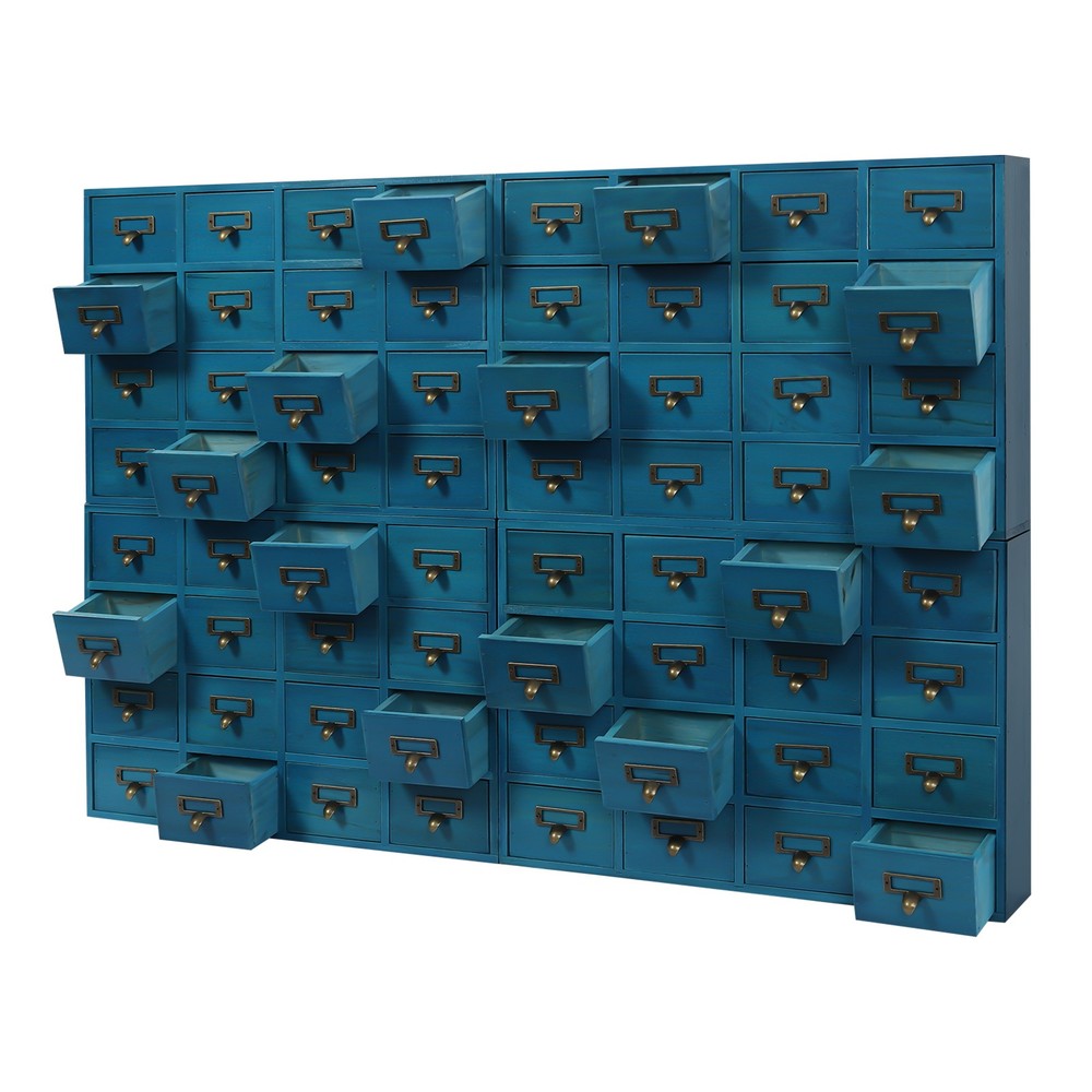 Tabletop Storage Cabinet Blue 64-Drawer Storage Box 4 PCS Drawer Cabinets