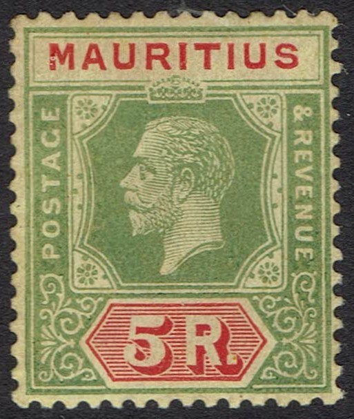 MAURITIUS 1921 KGV 5R WMK MULTI SCRIPT CA