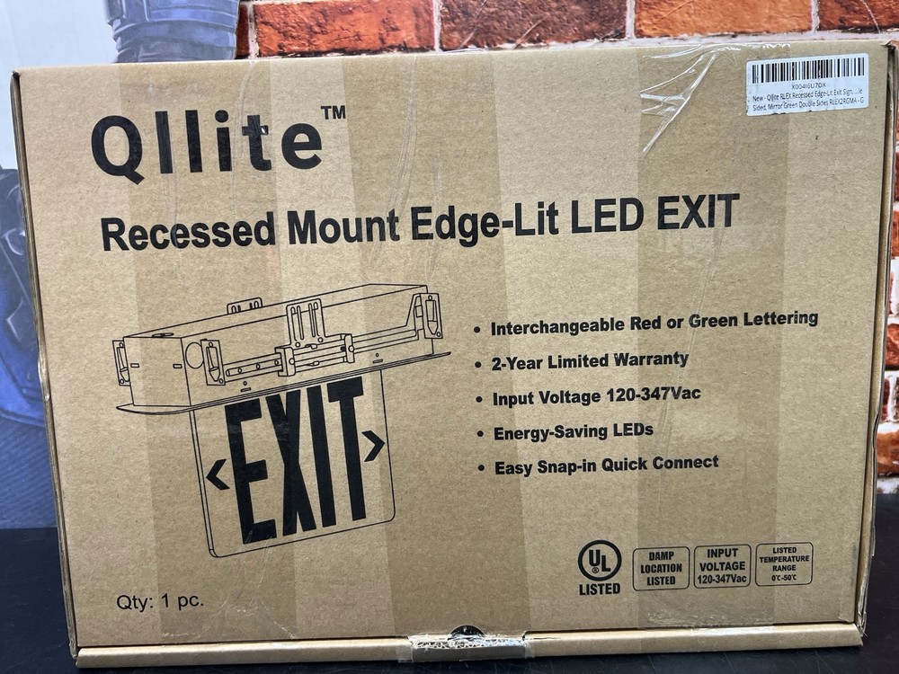 LED Exit Sign Edge-Lit Emergency Light w/ Battery Backup Double-Sided