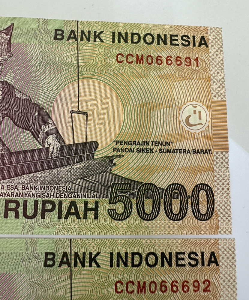 2001 Indonesia 5000 Rupiah p142a 4pc sequential UNC