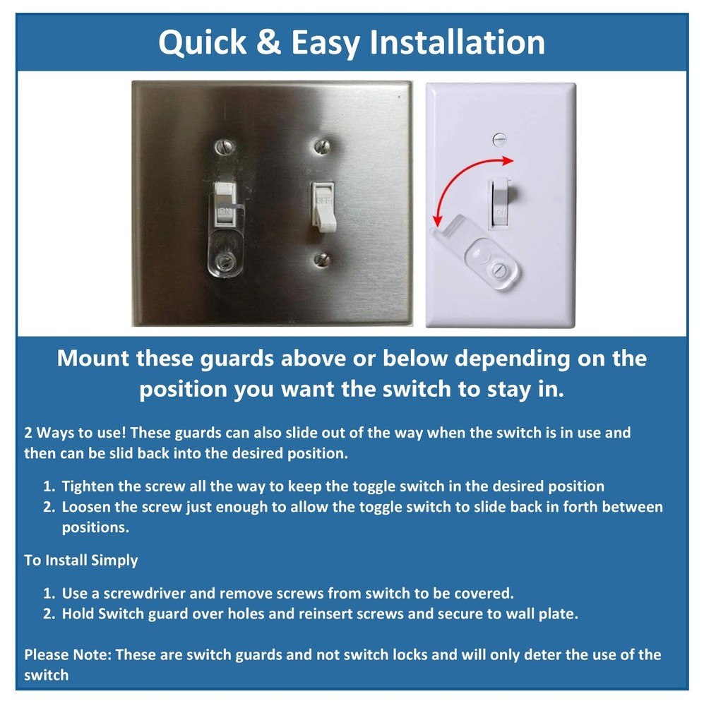 Clear Toggle Switch Cover Guard - Multipack Bulk Help Keeps Light Switch ON/Off