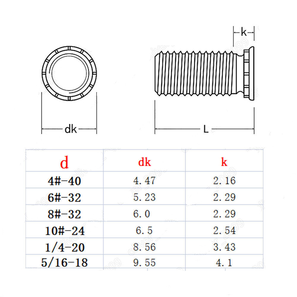 Galvanized Steel Flat Head Pressure Riveting Self Clinching Threaded Studs Bolts