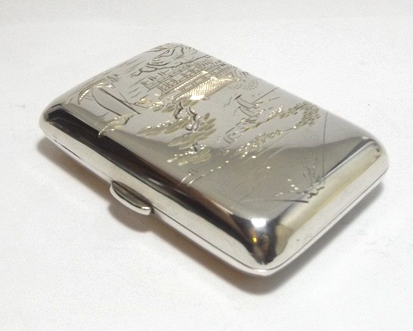 VINTAGE JAPANESE 950 GRADE SOLID SILVER CIGARETTE CASE & PETROL LIGHTER c1950