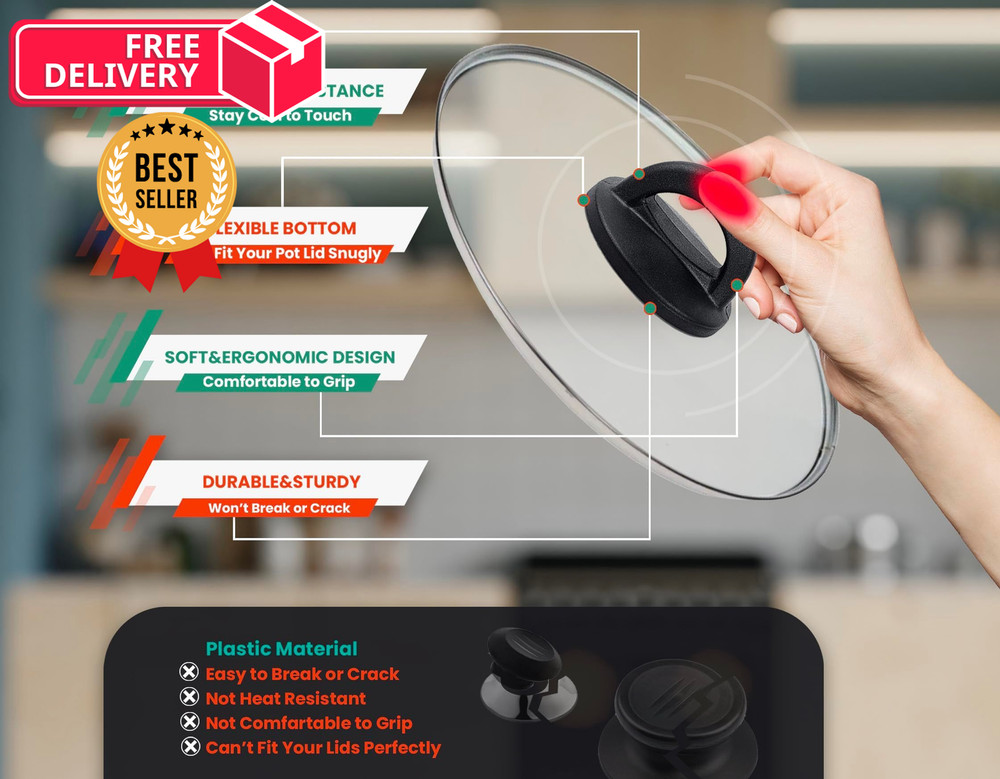 Crock Pot Lid Replacement Knob – Universal Crockpot Handle black
