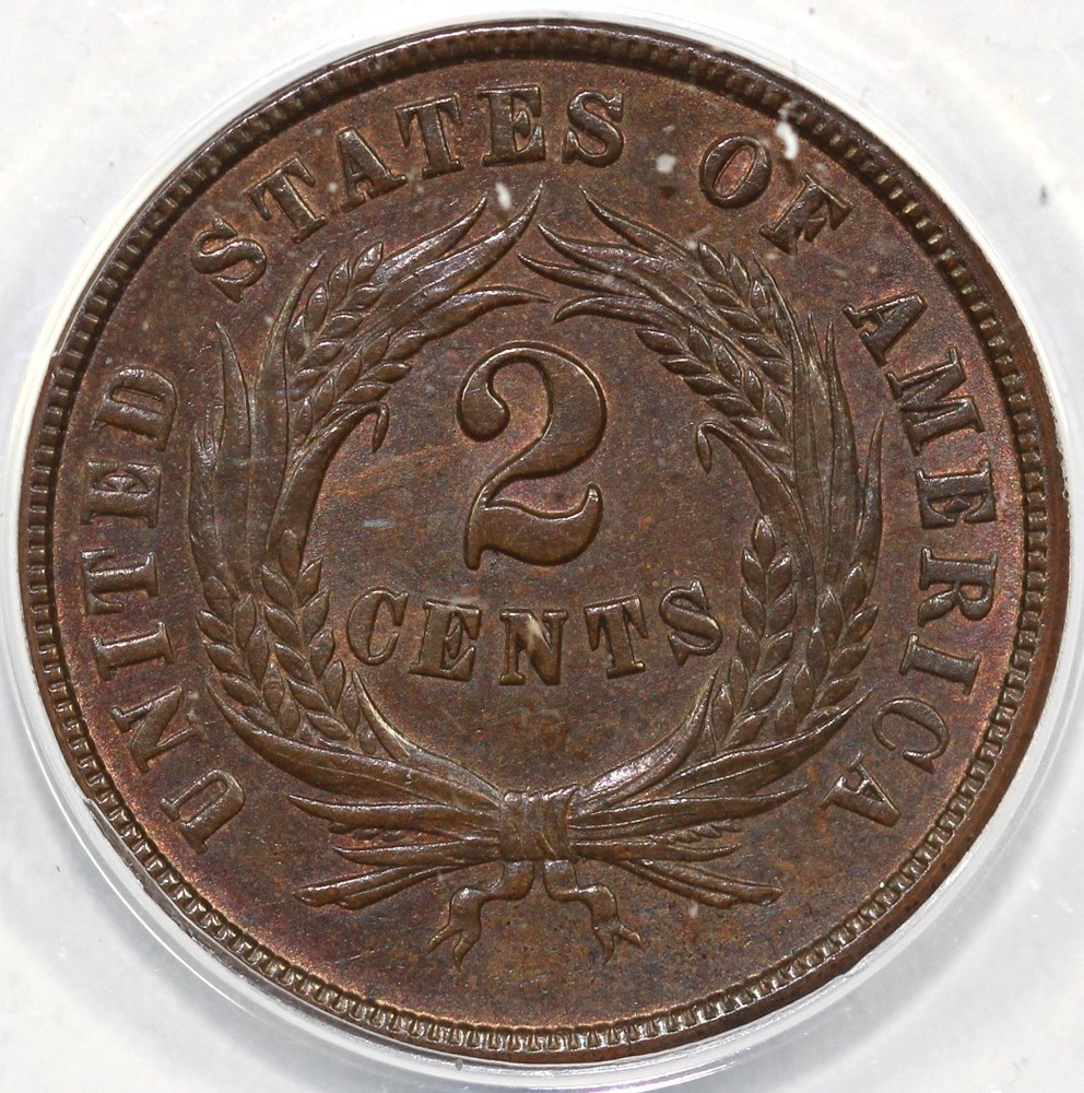 1865 2c Two Cent Piece ANACS MS 62 BN