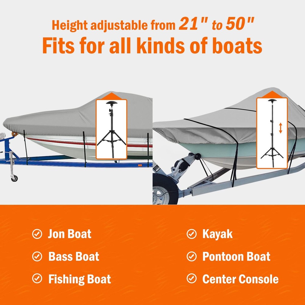 i Cover Boat Support Pole - Adjustable Iron Alloy Supporting 2 PACK