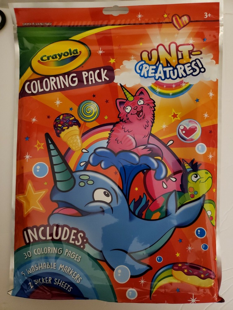 Crayola Uni-Creatures Coloring Pack includes coloring pages markers stickers