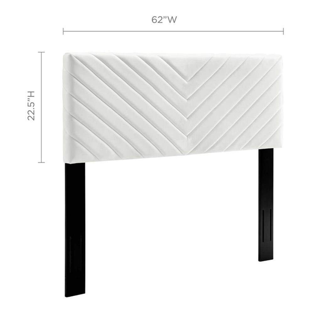 Pemberly Row Angular Channel Tufted Velvet Full/Queen Headboard in White