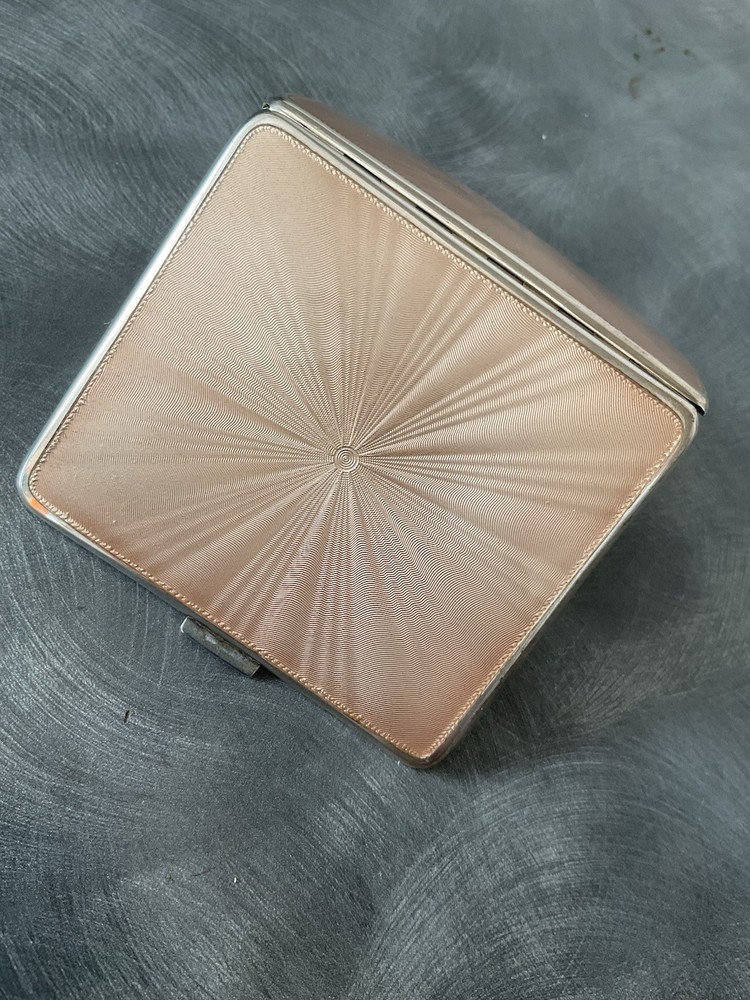 RARE SOLID SILVER DOUBLE SIDED ENAMEL CIGARETTE CASE MAPPIN & WEBB B’HAM 1937